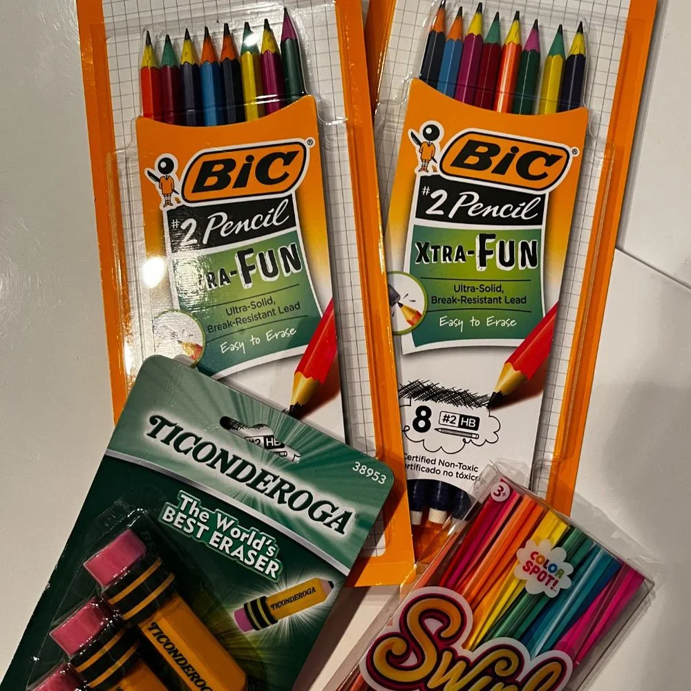 Bic Pencils and‎ Novelty Erasers (Mixed Lot / New / home /x)
